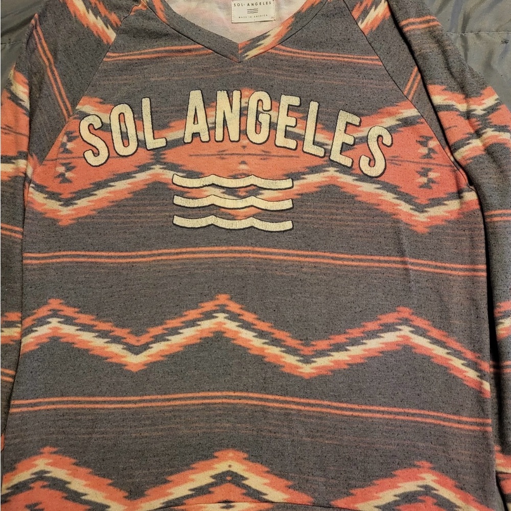 Orange and grey Sol Angeles long sleeve shirt Women’s Size OS
